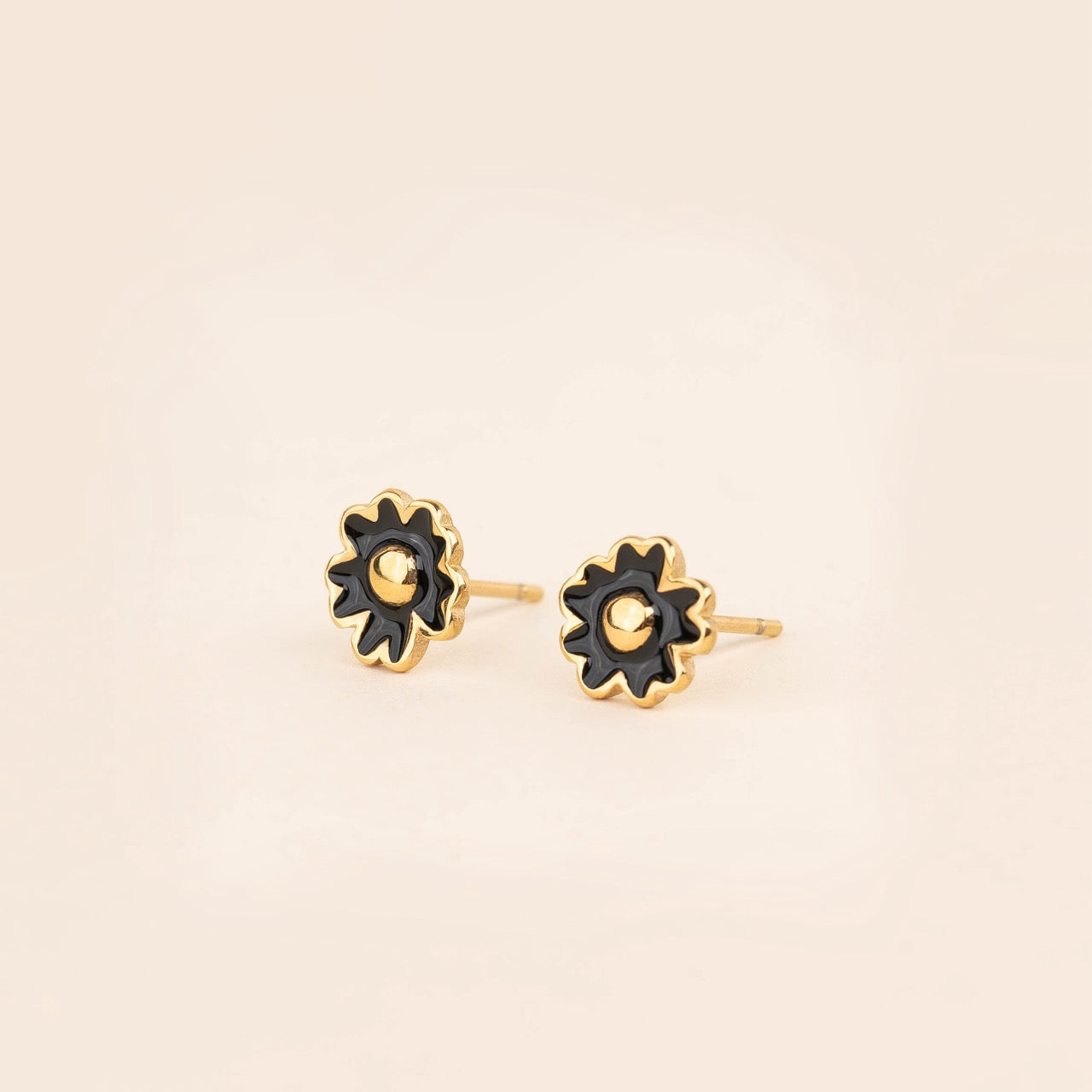 Black Flower Stud Earrings