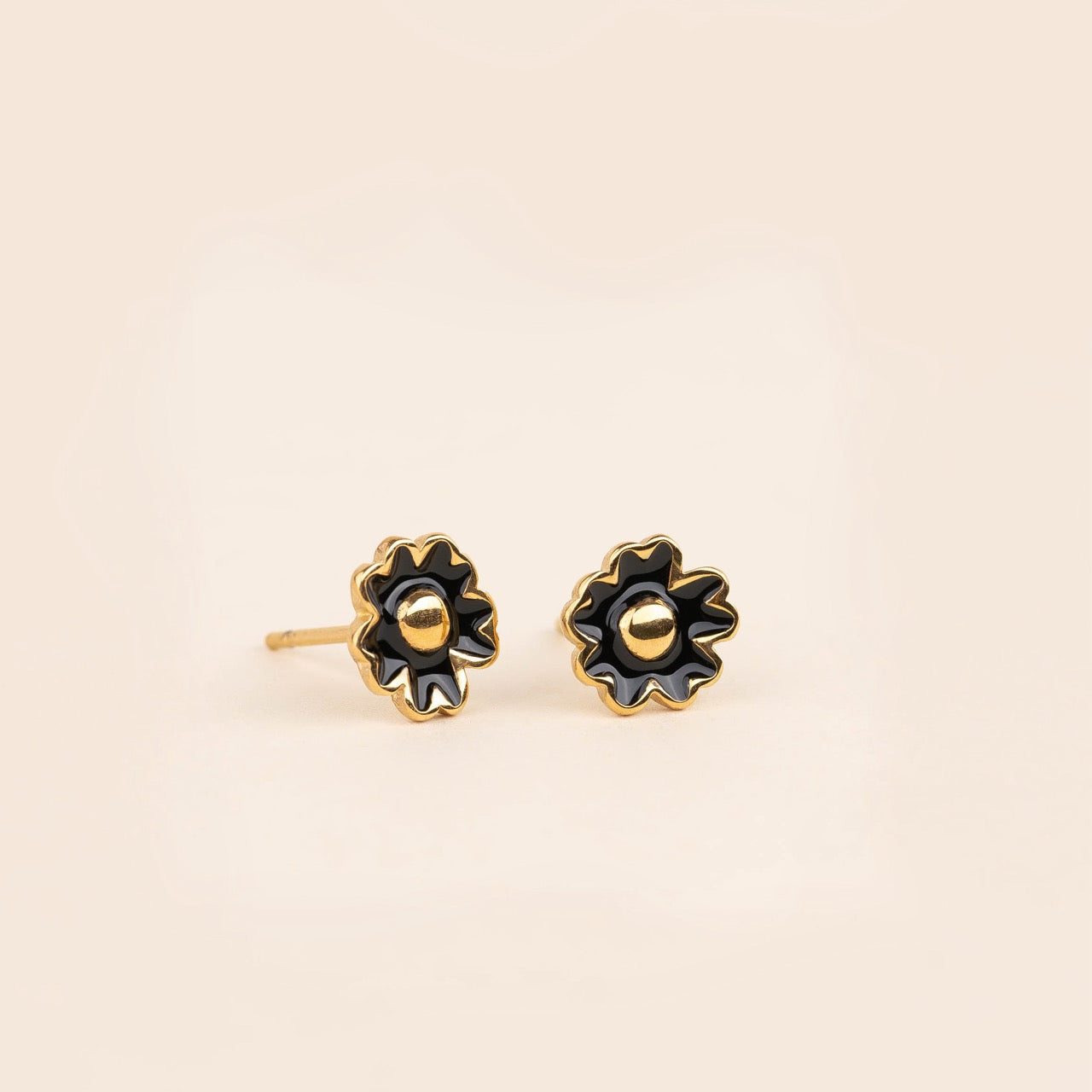 Black Flower Stud Earrings