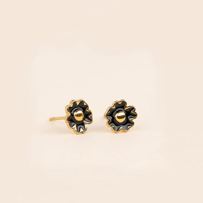 Black Flower Stud Earrings