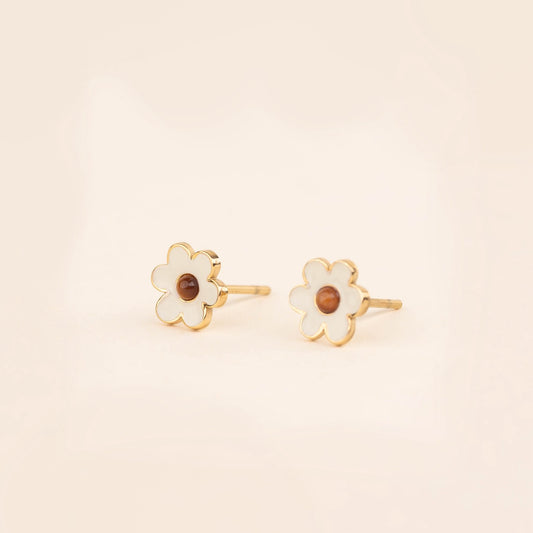 Cream Flower Stud Earrings