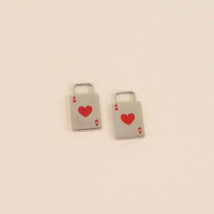 Ace of Hearts Chunky Huggie Hoop Charms