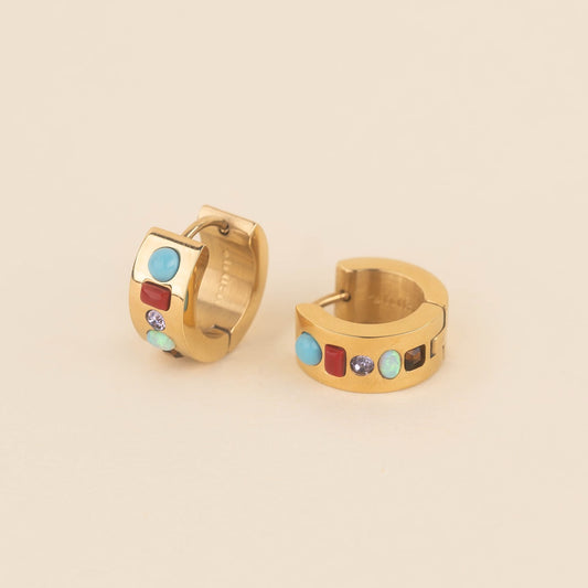 Gemstone Super Chunky Huggie Hoop Earrings