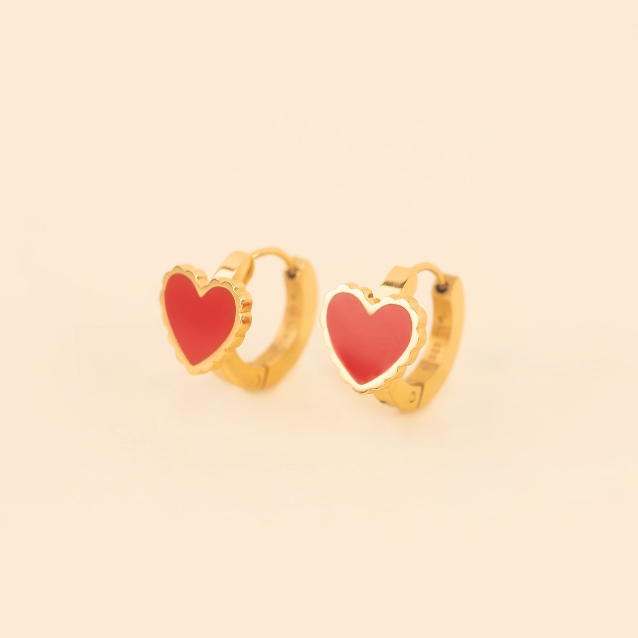 Cute Red Heart Love Dangle Drop Small Huggie Hoop Earrings For Women Vintage Minimalist Gold-tone Enamel Charm Hoops Dainty Jewelry For Her