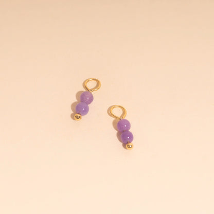 Lavender Bead Drop Huggie Hoop Charms