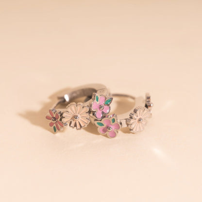 Bloom Trio 3D Huggie Hoop Earrings