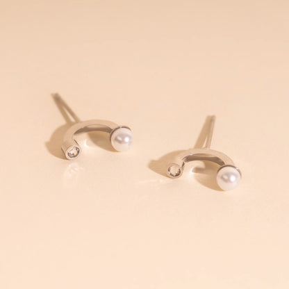 Arc and Pearl Stud Earrings