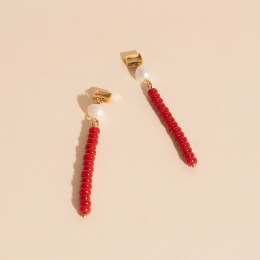 Reel Pearl Beaded Huggie Hoop Charms