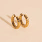 Hammered Chunky Rounded Huggie Hoop Earrings