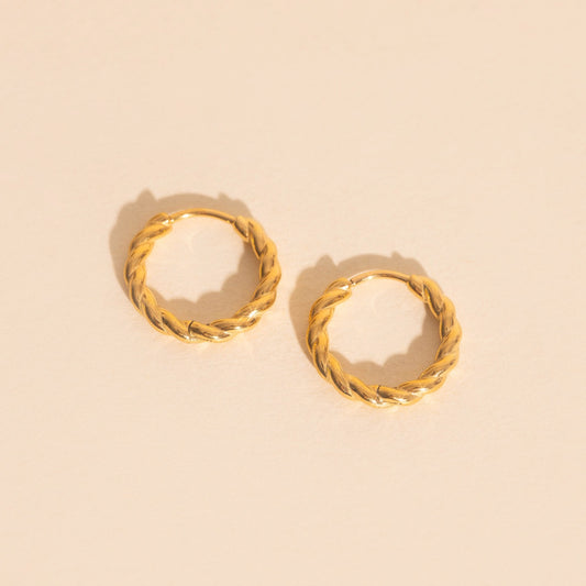 Twisted Rope Rounded Huggie Hoop Earrings