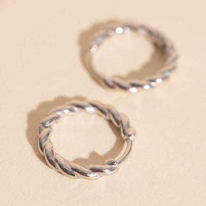 Twisted Rope Rounded Huggie Hoop Earrings