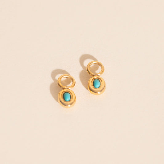 Turquoise Gem Huggie Hoop Charms