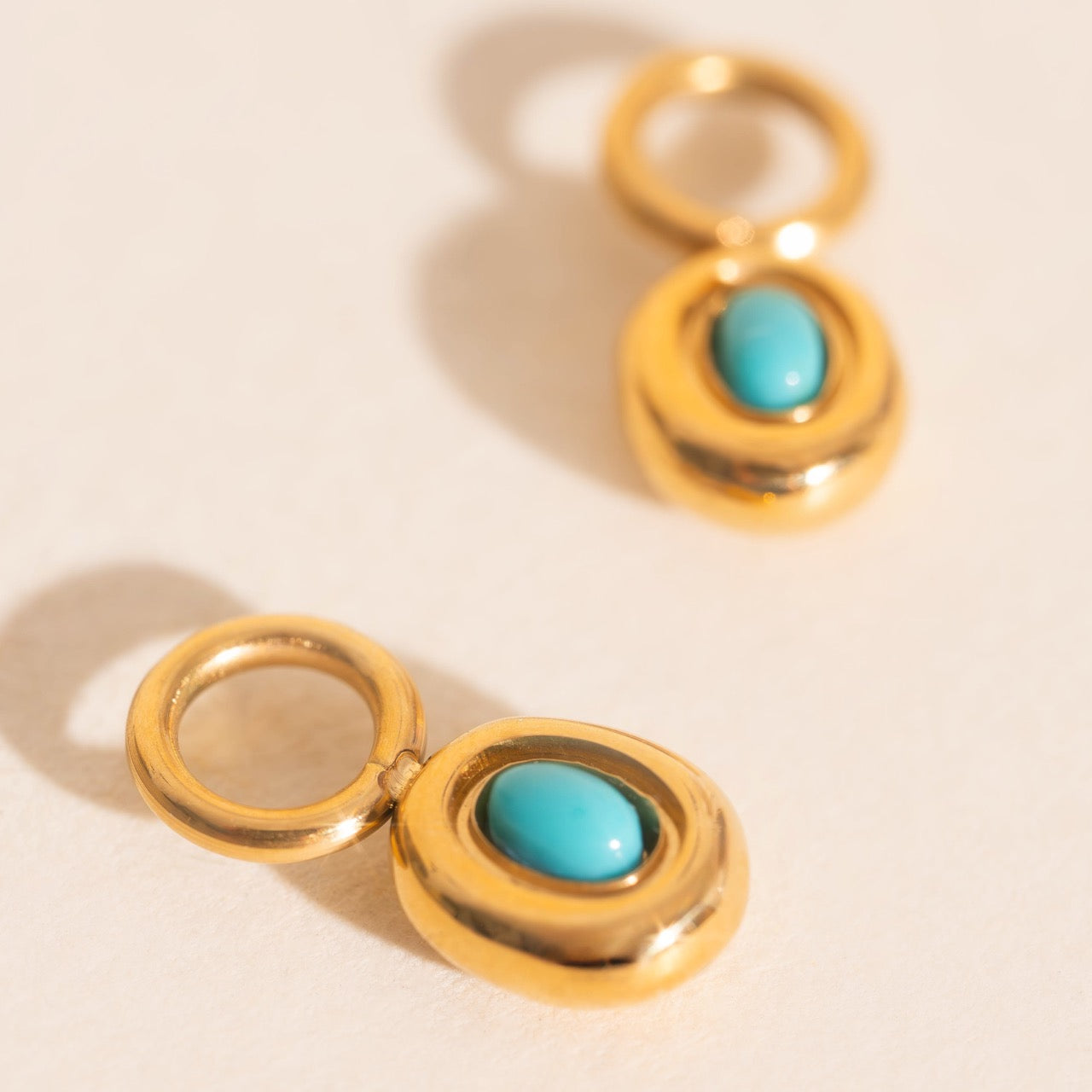 Turquoise Gem Huggie Hoop Charms