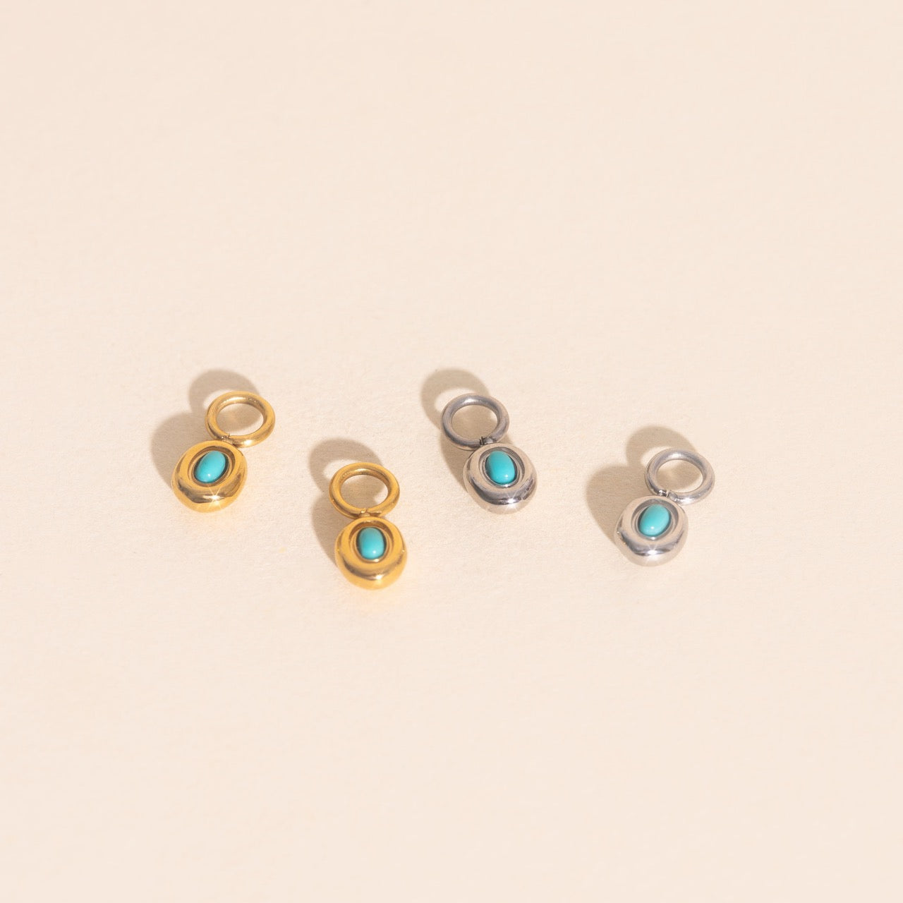 Turquoise Gem Huggie Hoop Charms