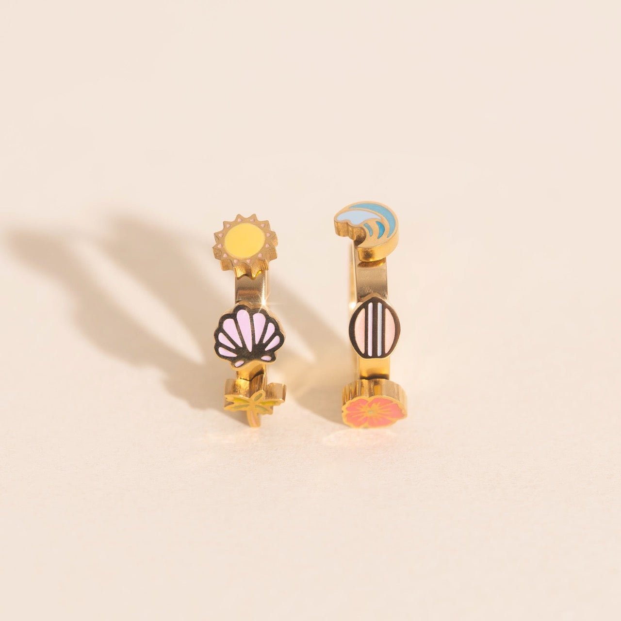 Beach 3D Huggie Hoop Earrings