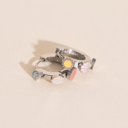 Beach 3D Huggie Hoop Earrings