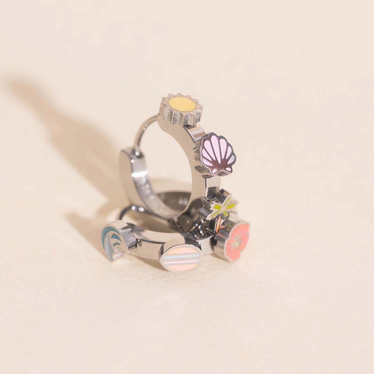 Beach 3D Huggie Hoop Earrings