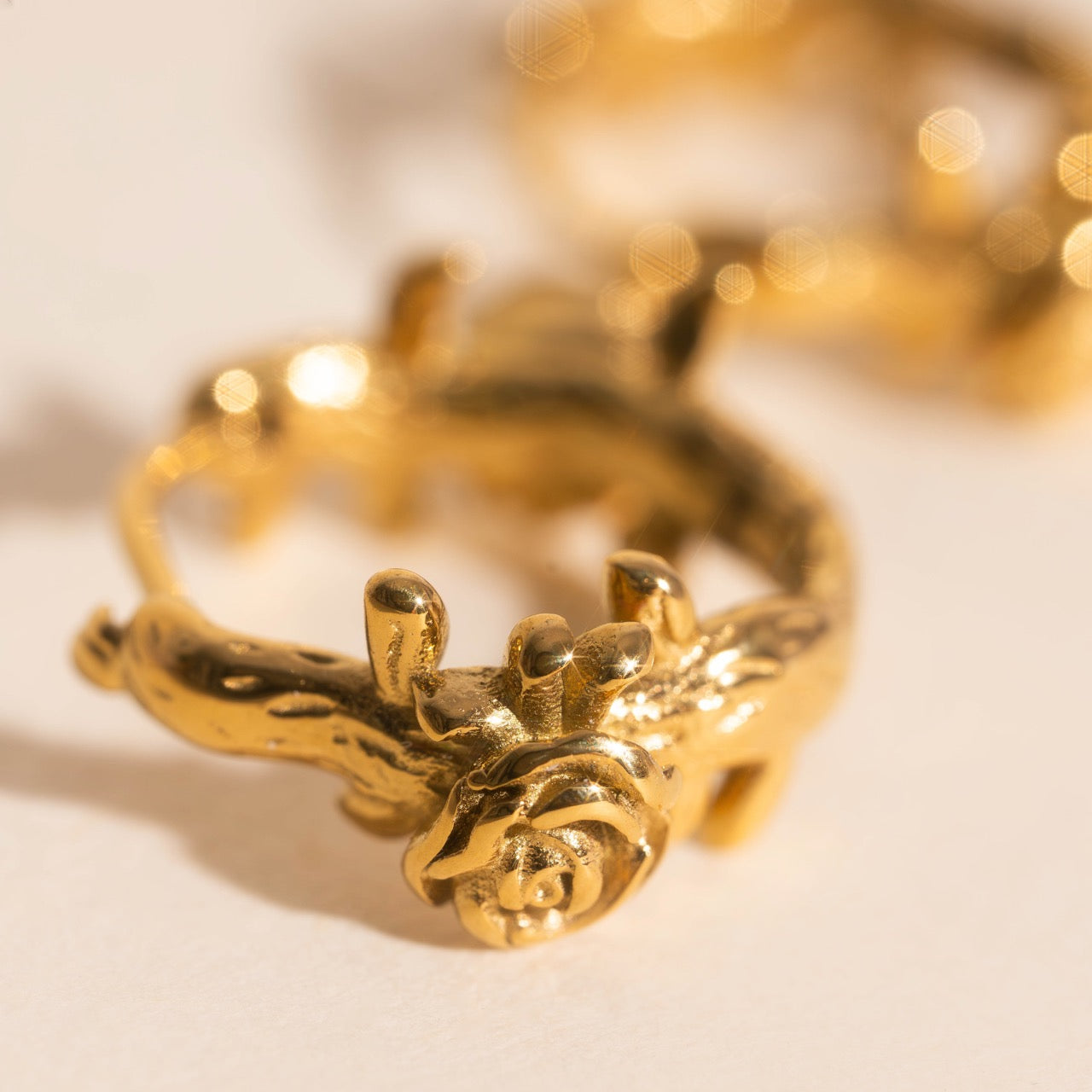 Climbing Rose Huggie Hoop Earrings