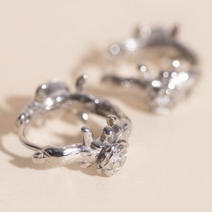 Climbing Rose Huggie Hoop Earrings