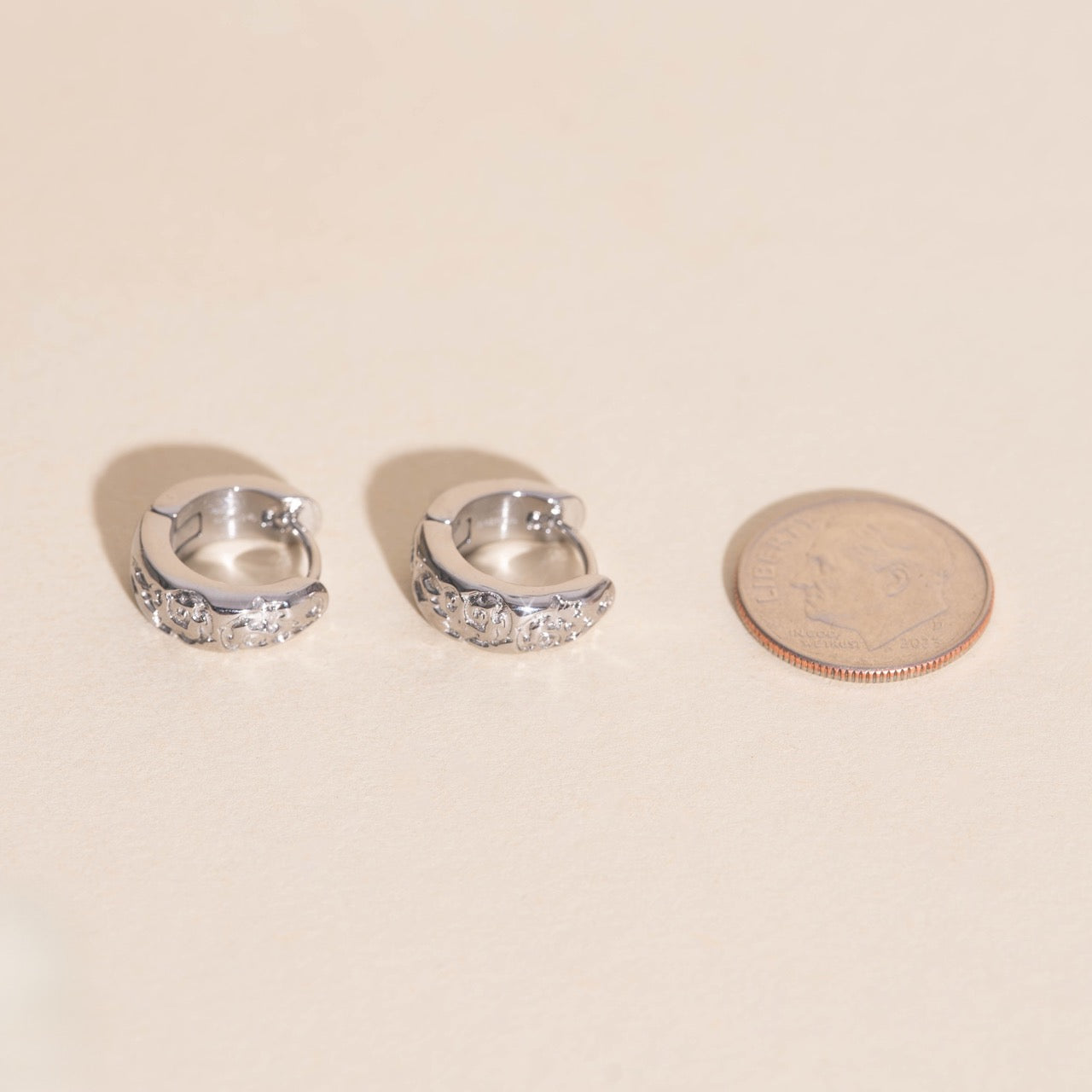 Heirloom Etch Teardrop Super Chunky Huggie Hoop Earrings