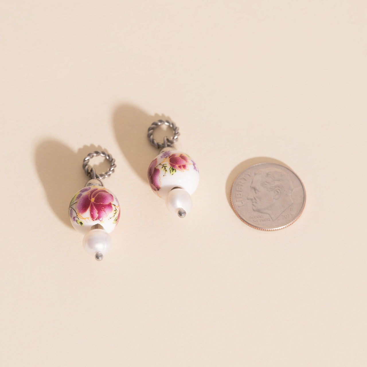 Floral Bead Huggie Hoop Charms