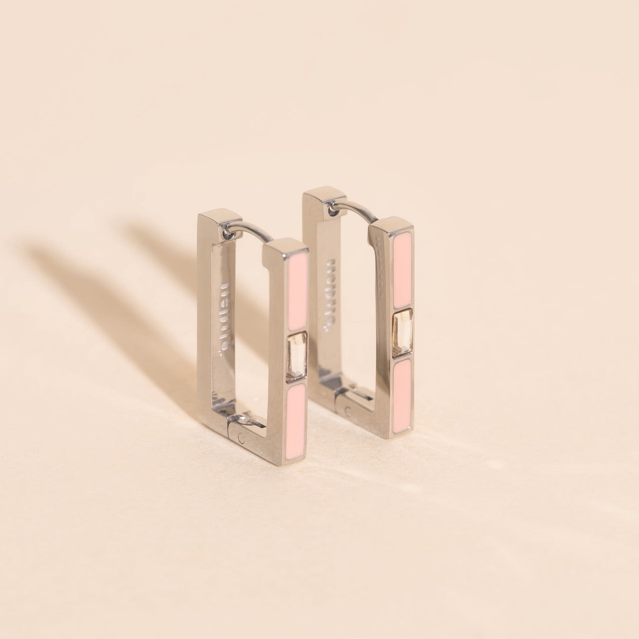 Blush Luxe Rectangle Huggie Hoop Earrings