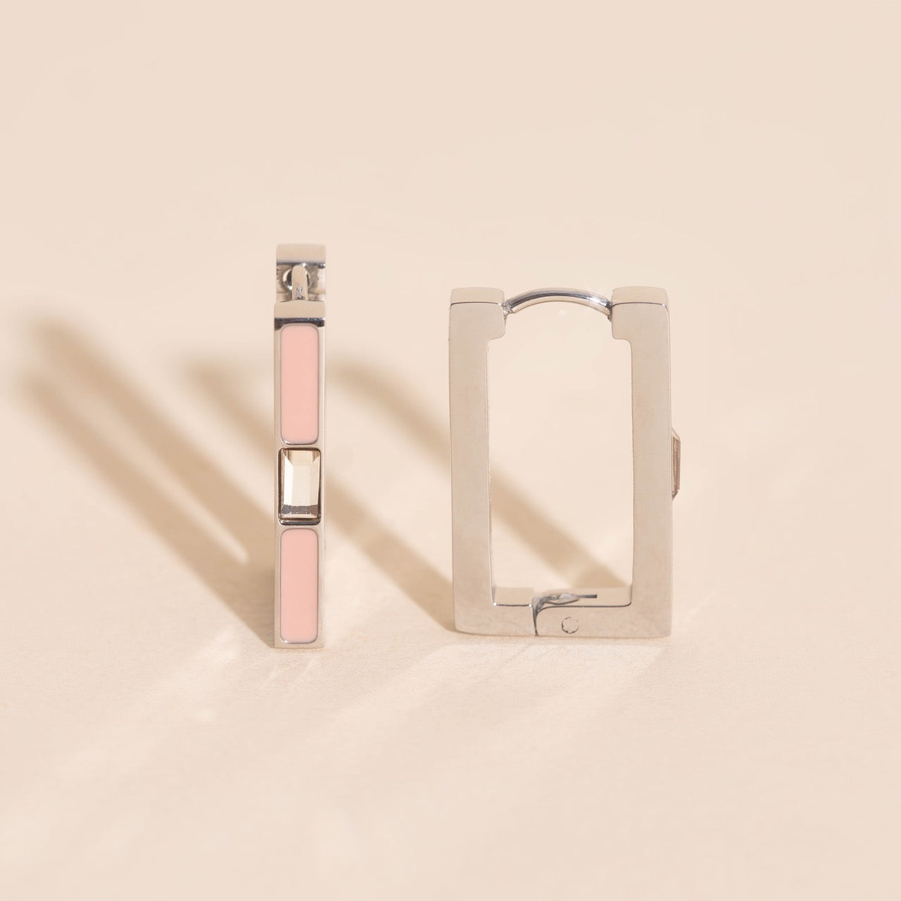 Blush Luxe Rectangle Huggie Hoop Earrings