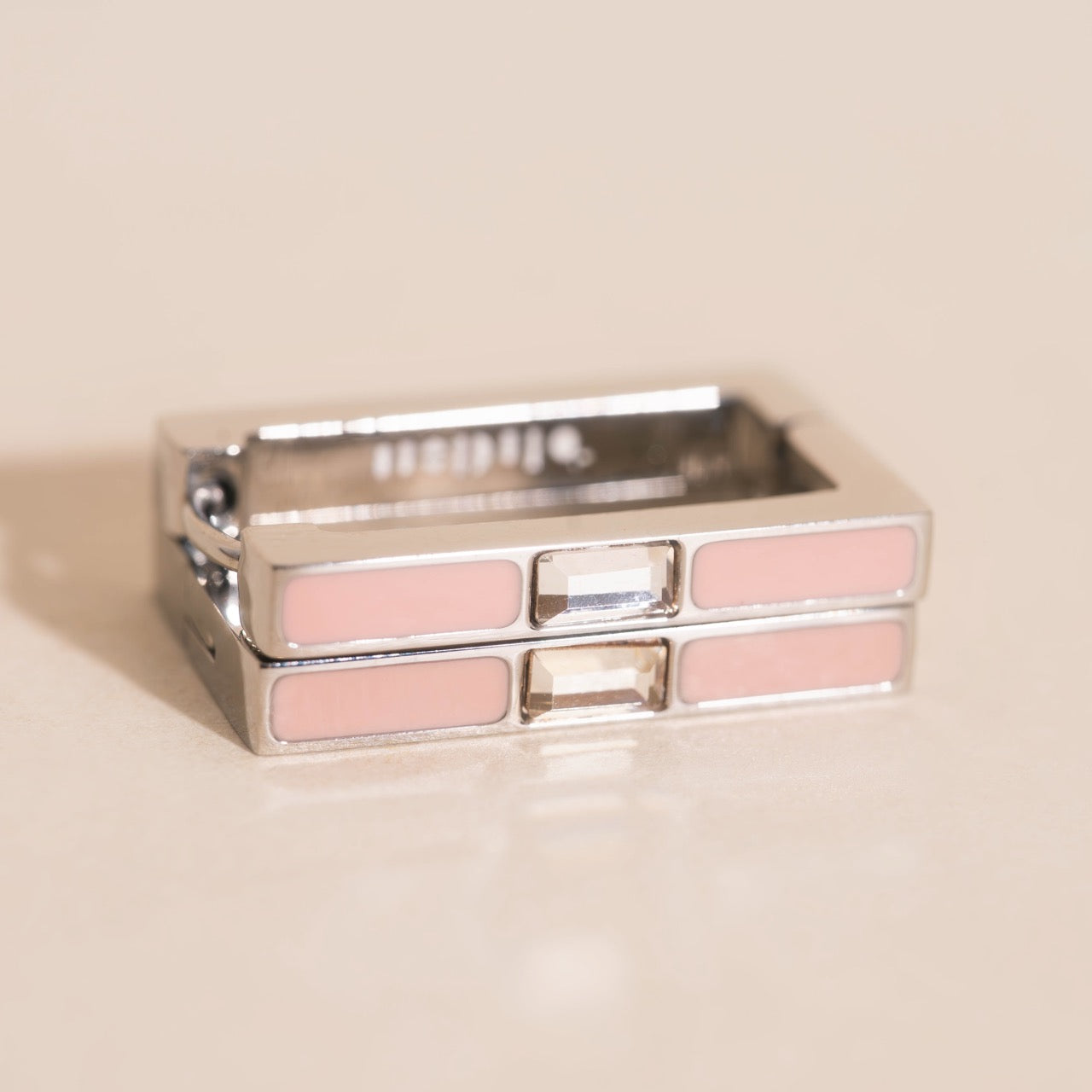 Blush Luxe Rectangle Huggie Hoop Earrings