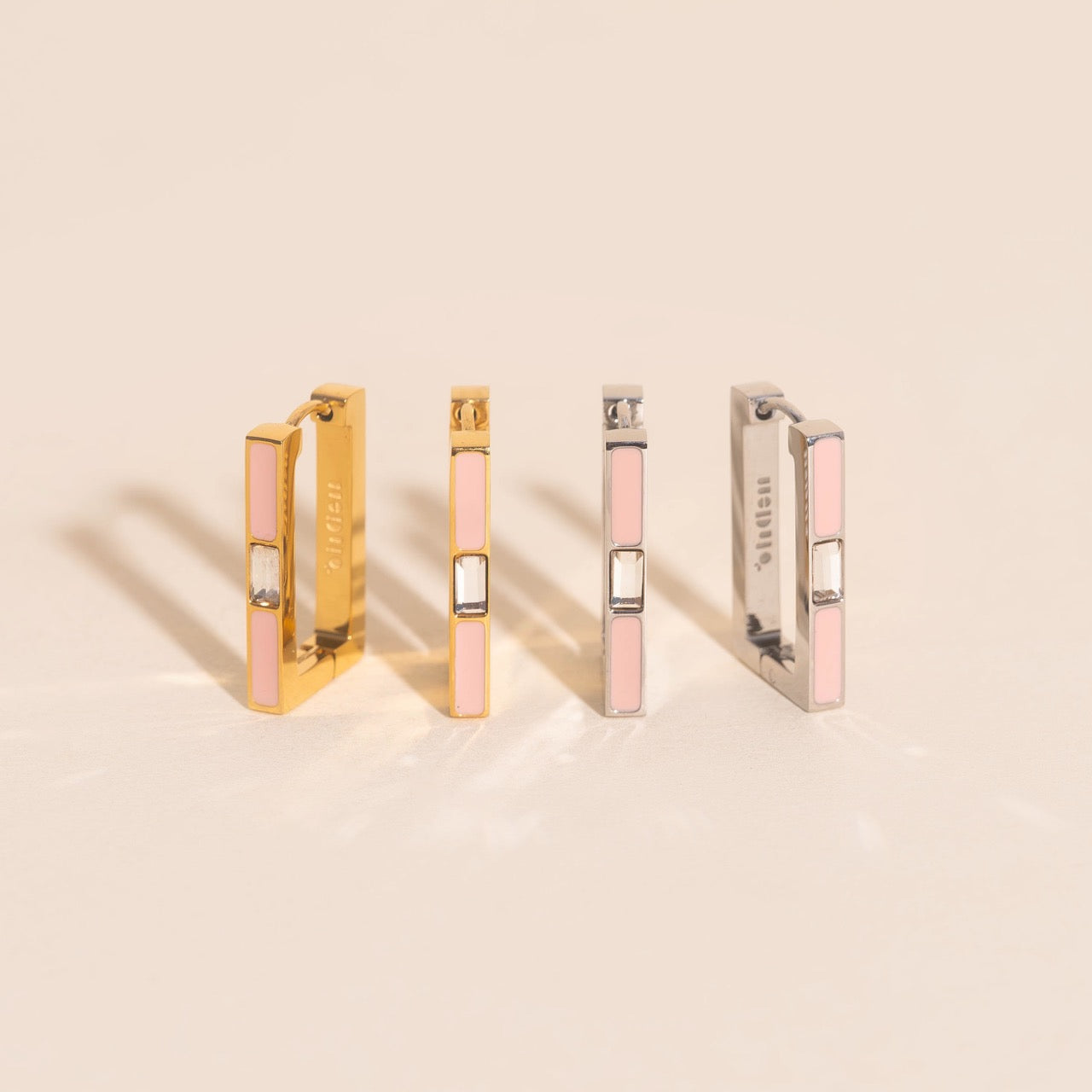 Blush Luxe Rectangle Huggie Hoop Earrings
