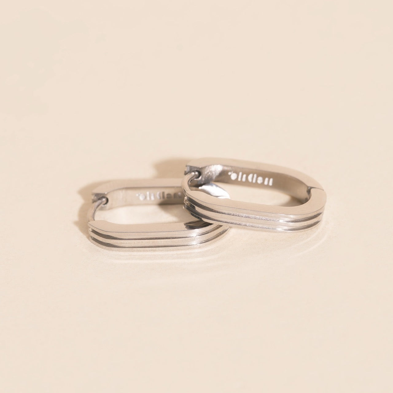 Oblong Line Huggie Hoop Earrings