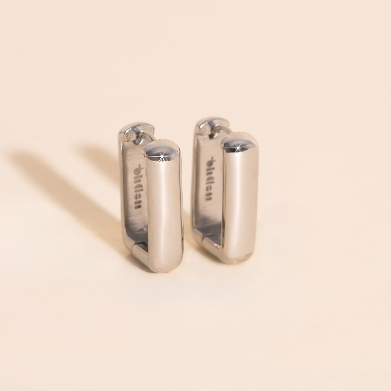 Chunky Rounded Rectangle Huggie Hoop Earrings