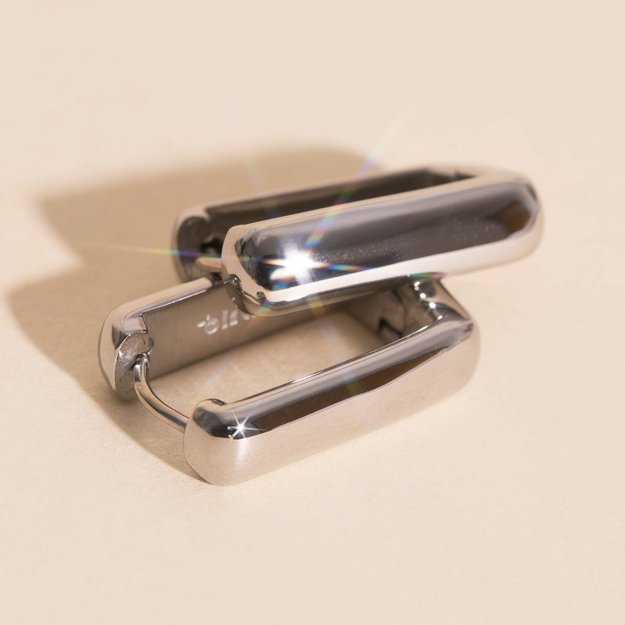 Chunky Rounded Rectangle Huggie Hoop Earrings