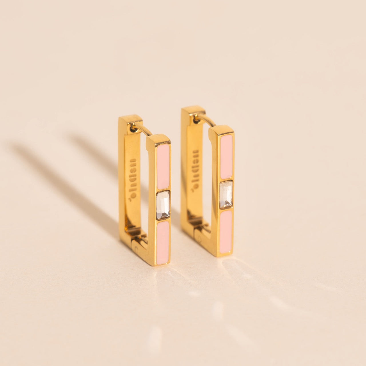 Blush Luxe Rectangle Huggie Hoop Earrings