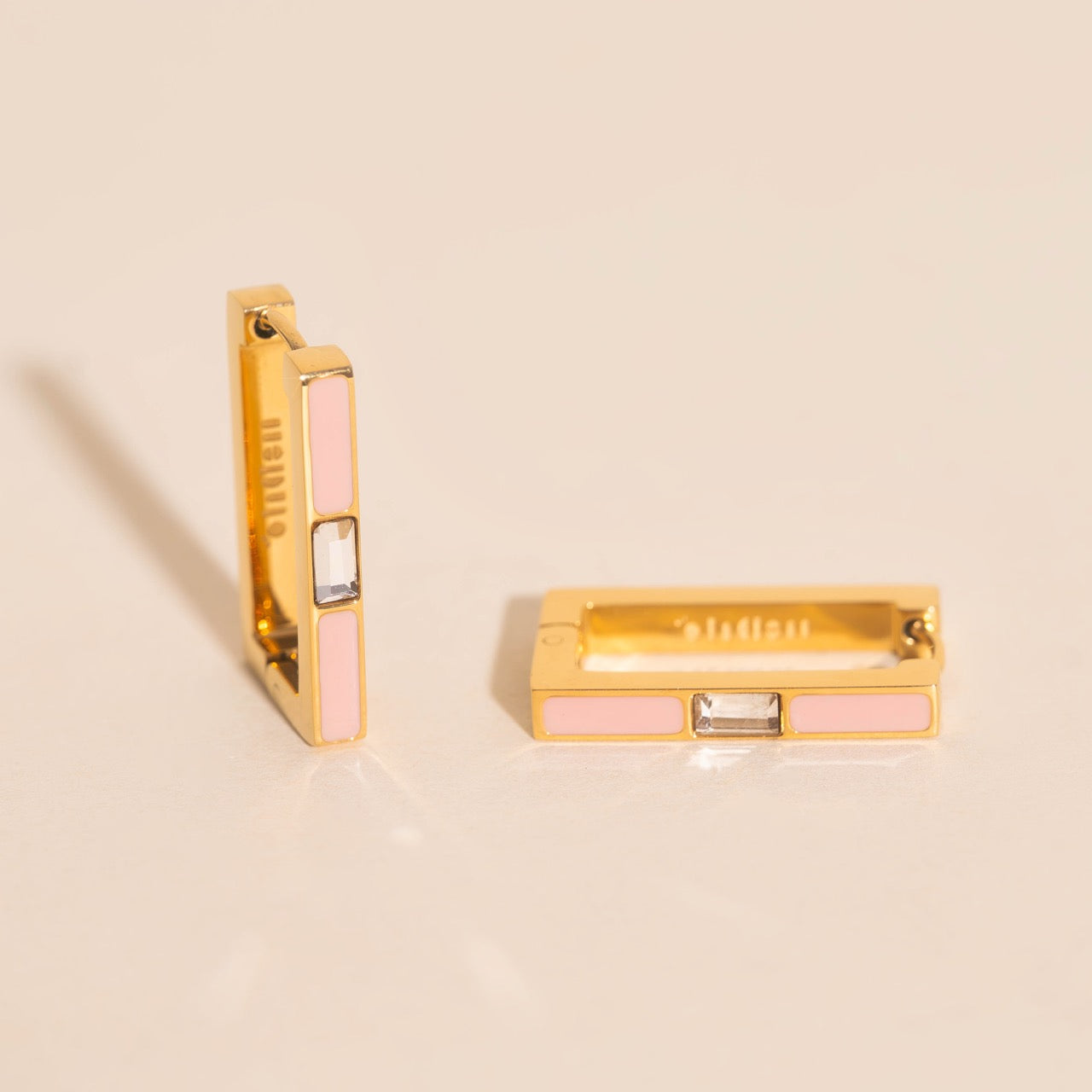 Blush Luxe Rectangle Huggie Hoop Earrings