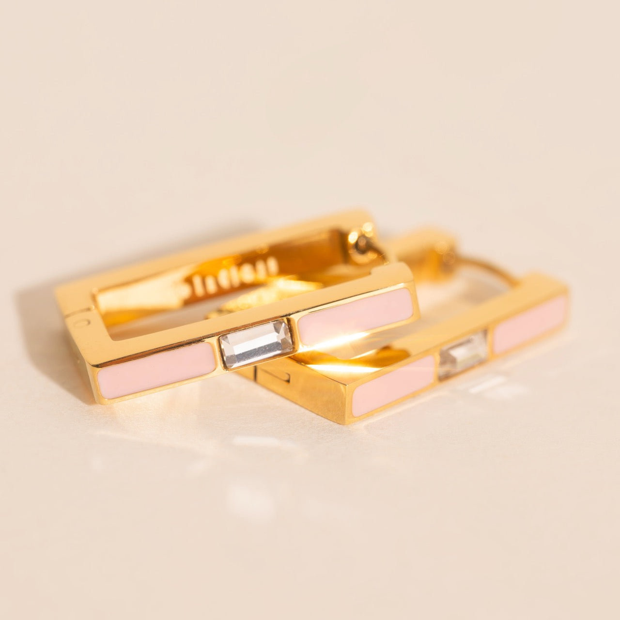 Blush Luxe Rectangle Huggie Hoop Earrings
