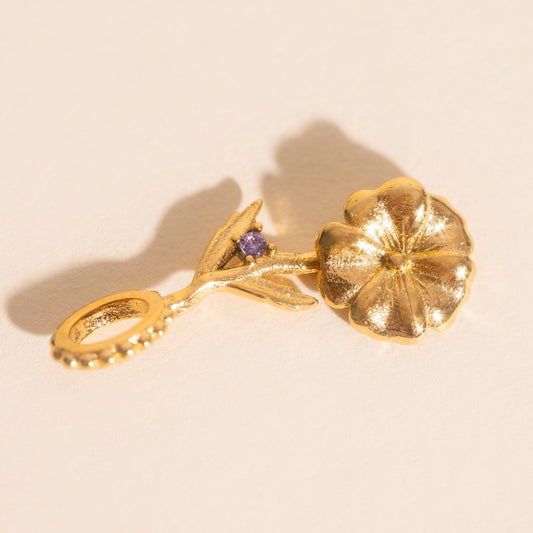 February Violet Birth Flower Necklace Charm