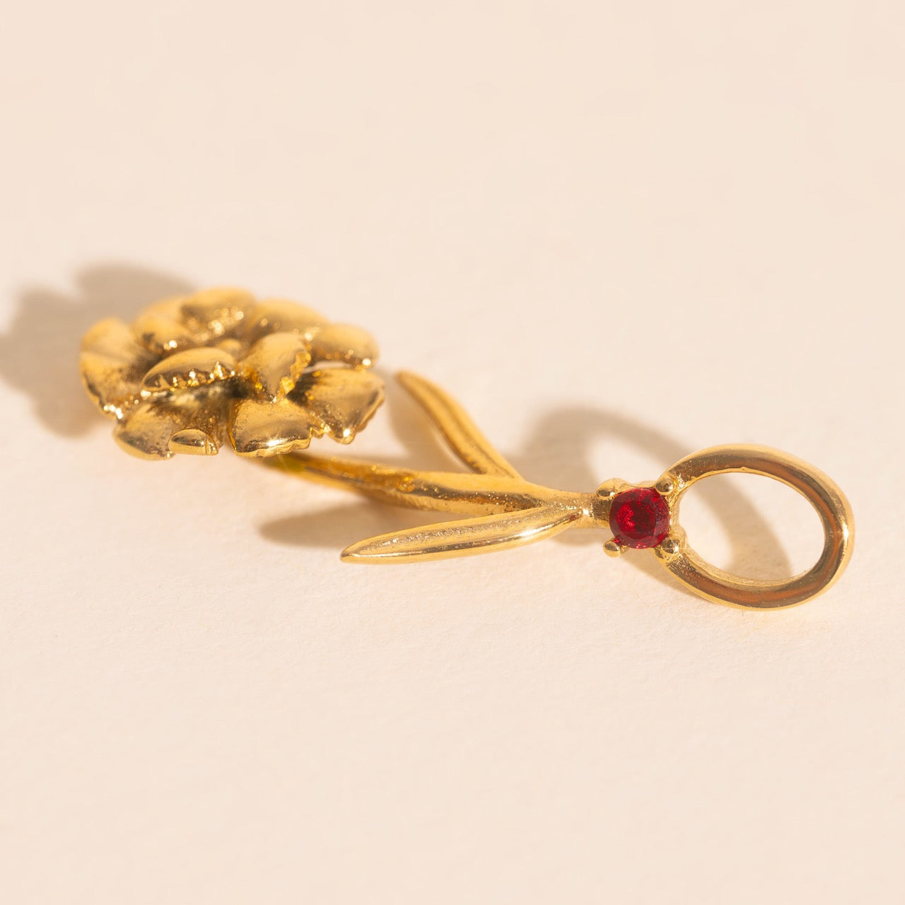 January Carnation Birth Flower Necklace Charm