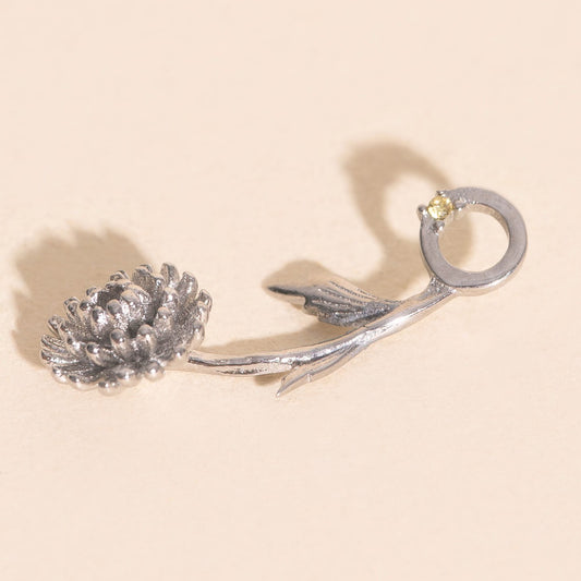 November Chrysanthemum Birth Flower Necklace Charm