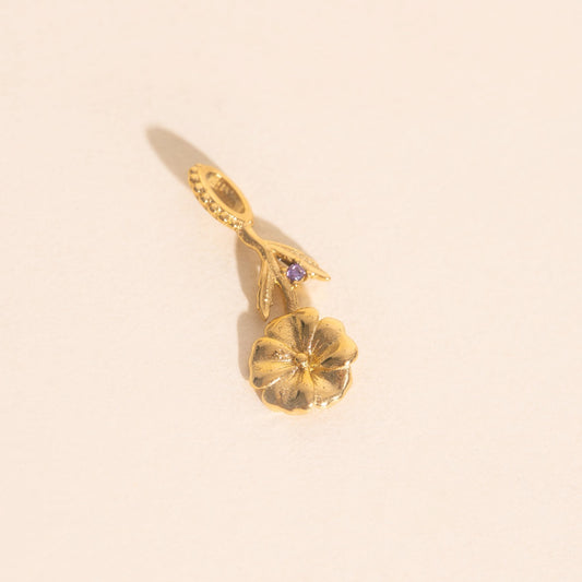 February Violet Birth Flower Necklace Charm