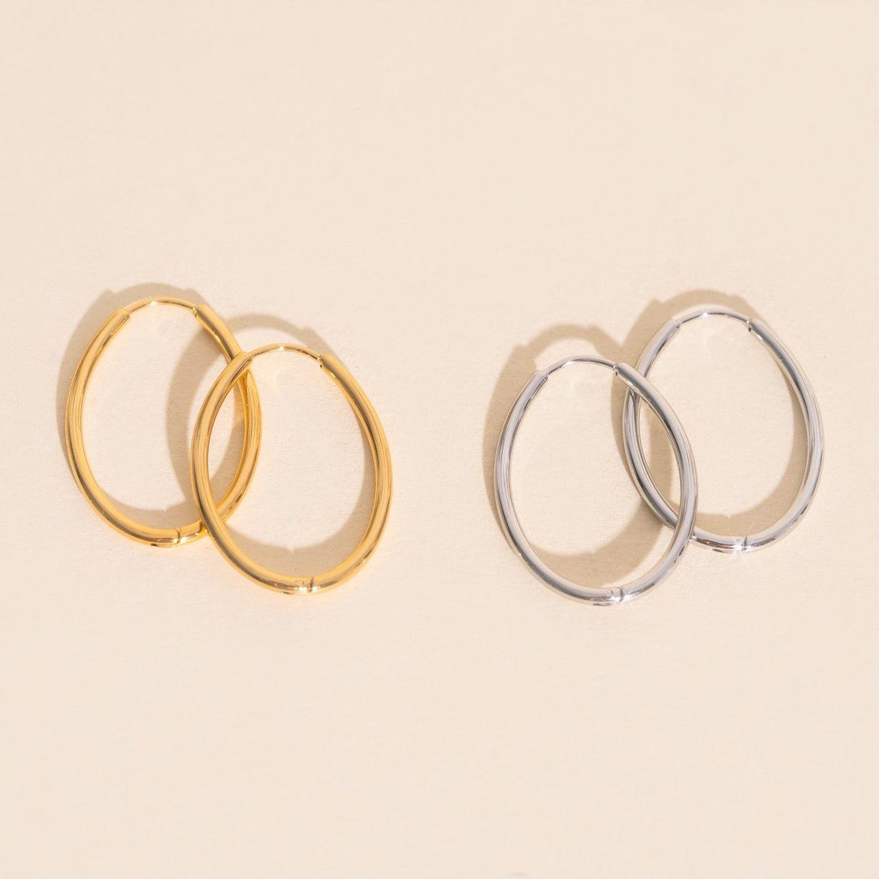 Oval Rounded Huggie Hoop Earrings
