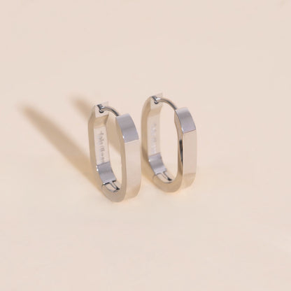 Smooth Oblong Huggie Hoop Earrings