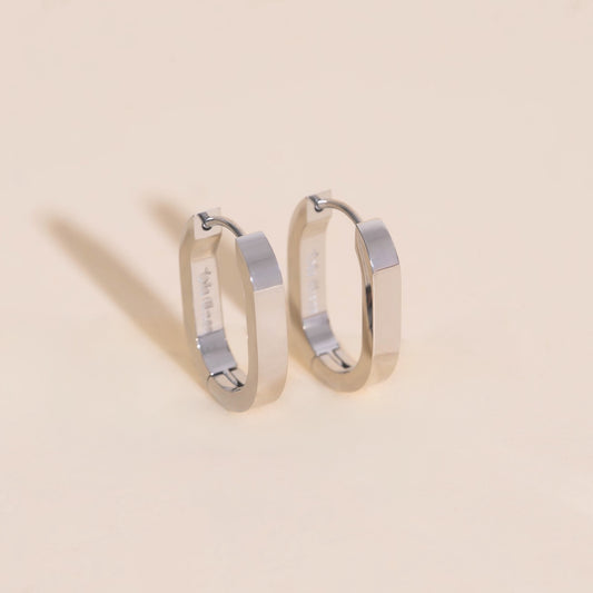 Smooth Oblong Huggie Hoop Earrings