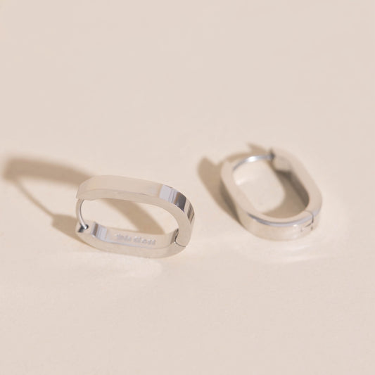 Smooth Oblong Huggie Hoop Earrings