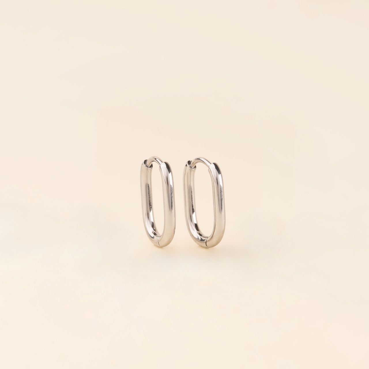 Rectangle Rounded Huggie Hoop Earrings