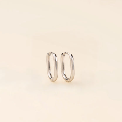 Rectangle Rounded Huggie Hoop Earrings