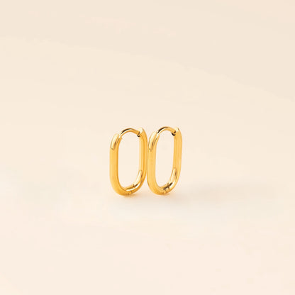 Rectangle Rounded Huggie Hoop Earrings