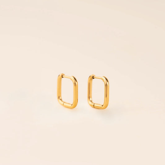 Square Rounded Huggie Hoop Earrings