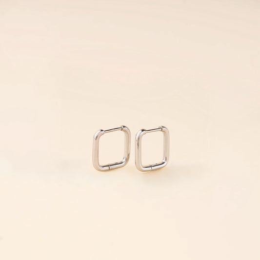 Square Rounded Huggie Hoop Earrings