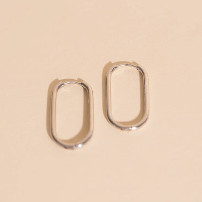 Rectangle Rounded Huggie Hoop Earrings