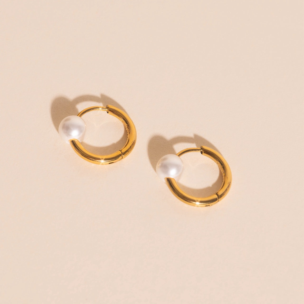 Pearl Huggie Hoop Earrings