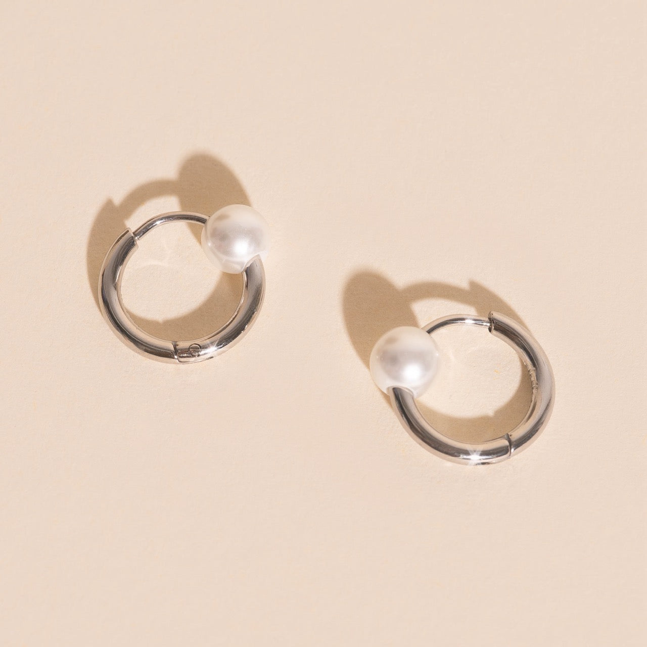 Pearl Huggie Hoop Earrings
